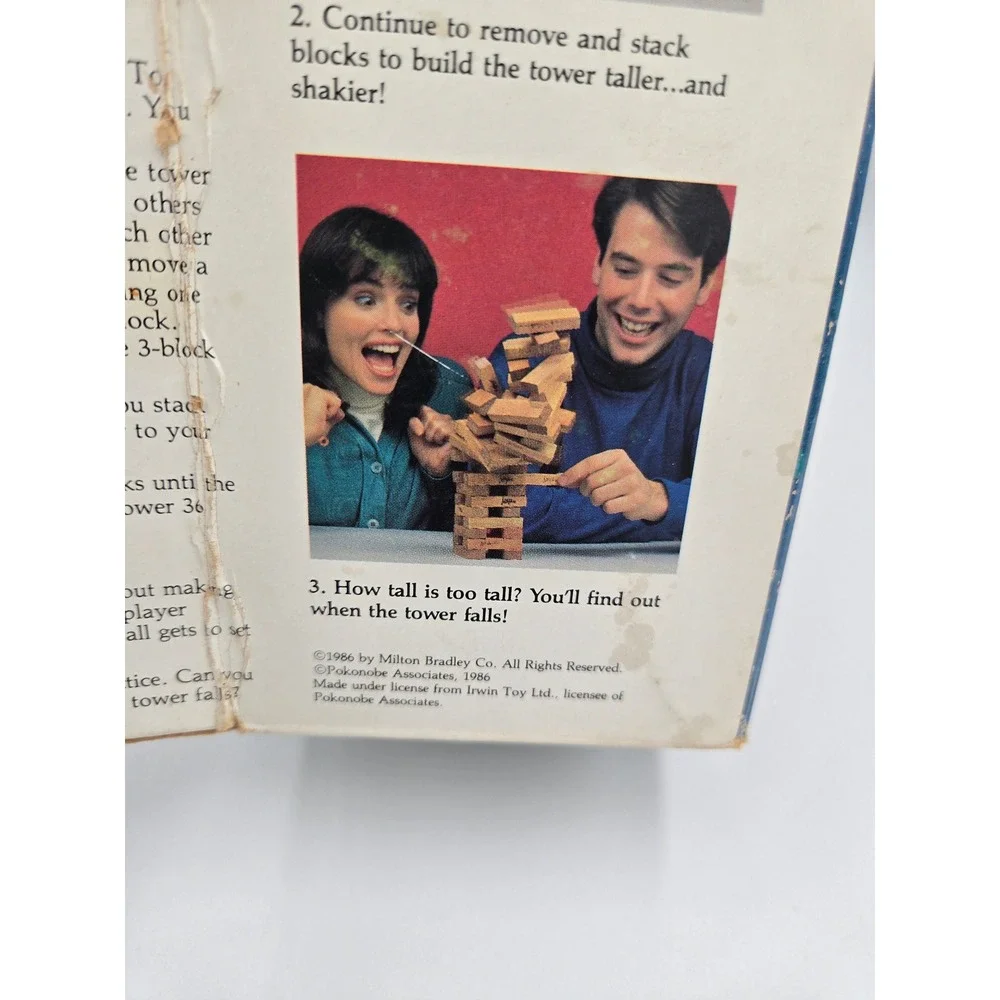 Vintage 1986 Jenga Game Milton Bradley MB Original Wood Blocks 51 Piece Set 4793